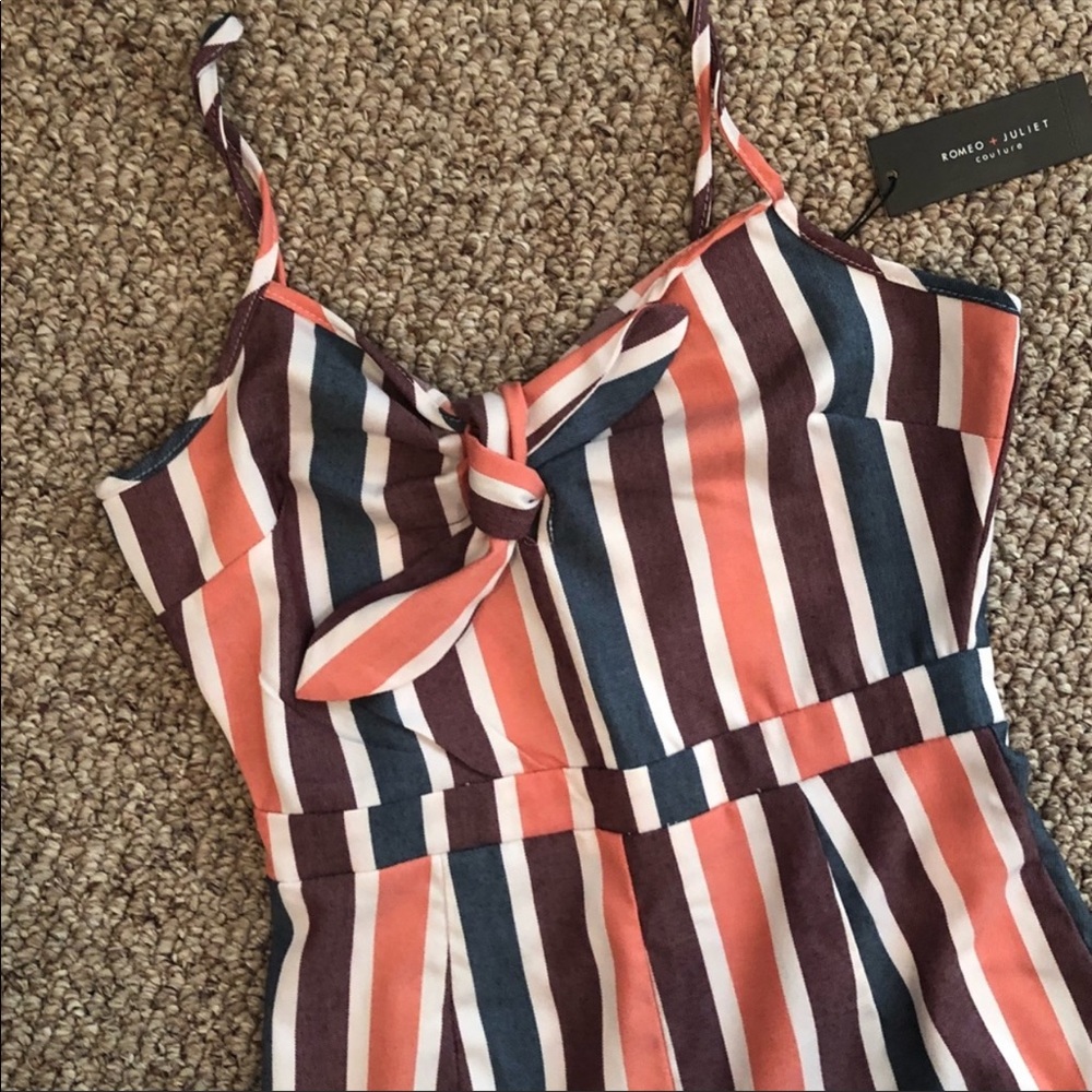 Romeo + Juliet Couture Striped Tie Front Jumpsuit
